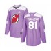 Men New Stitched Jersey Devils #81 Michael Vukojevic Authentic Purple Fights Cancer Practice Hockey Stitched Jersey