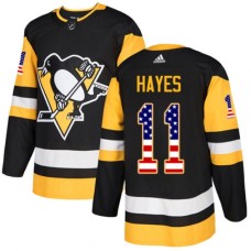 Men Adidas Pittsburgh Penguins #11 Jimmy Hayes Authentic Black USA Flag Fashion NHL Jersey