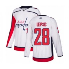 Men Washington Capitals #28 Brendan Leipsic Authentic White Away Hockey Stitched Jersey