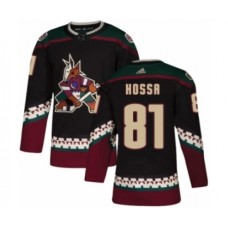 Men Adidas Arizona Coyotes #81 Marian Hossa Premier Black Alternate NHL Jersey