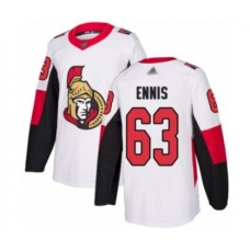 Men Ottawa Senators #63 Tyler Ennis Authentic White Away Hockey Stitched Jersey