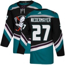 Men Adidas Anaheim Ducks #27 Scott Niedermayer Authentic Black Teal Third NHL Jersey