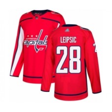 Men Washington Capitals #28 Brendan Leipsic Authentic Red Home Hockey Stitched Jersey