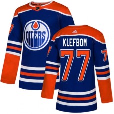 Men Adidas Edmonton Oilers #77 Oscar Klefbom Premier Royal Blue Alternate NHL Jersey