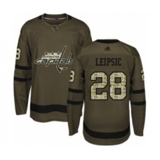 Men Washington Capitals #28 Brendan Leipsic Authentic Green Salute to Service Hockey Stitched Jersey