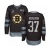 Men Boston Bruins #37 Patrice Bergeron Authentic Black 1917-2017 100th Anniversary 2019 Stanley Cup Final Bound Hockey Jersey