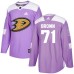 Men Adidas Anaheim Ducks #71 J.T. Brown Authentic Purple Fights Cancer Practice NHL Jersey