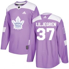 Men Adidas Toronto Maple Leafs #37 Timothy Liljegren Authentic Purple Fights Cancer Practice NHL Jersey