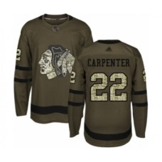 Men Chicago Blackhawks #22 Ryan Carpenter Authentic Green Salute to Service Hockey Stitched Jersey