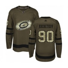 Men Carolina Hurricanes #90 Pyotr Kochetkov Authentic Green Salute to Service Hockey Stitched Jersey