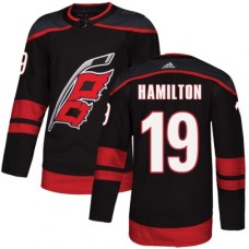 Men Adidas Carolina Hurricanes #19 Dougie Hamilton Black Authentic Alternate NHL Jersey