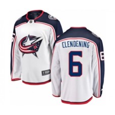 Men Columbus Blue Jackets #6 Adam Clendening Authentic White Away Fanatics Branded Breakaway NHL Jersey