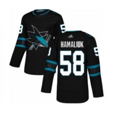 Men San Jose Sharks #58 Dillon Hamaliuk Authentic Black Alternate Hockey Stitched Jersey