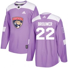 Men Adidas Florida Panthers #22 Troy Brouwer Authentic Purple Fights Cancer Practice NHL Jersey