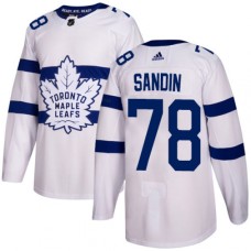 Men Adidas Toronto Maple Leafs #78 Rasmus Sandin Authentic White 2018 Stadium Series NHL Jersey