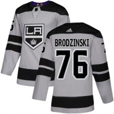 Men Adidas Los Angeles Kings #76 Jonny Brodzinski Premier Gray Alternate NHL Jersey