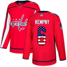 Men Adidas Washington Capitals #6 Michal Kempny Authentic Red USA Flag Fashion NHL Jersey