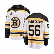 Men Boston Bruins #56 Axel Andersson Authentic White Away Fanatics Branded Breakaway 2019 Stanley Cup Final Bound Hockey Jersey