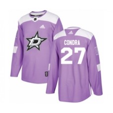 Men Adidas Dallas Stars #27 Erik Condra Authentic Purple Fights Cancer Practice NHL Jersey