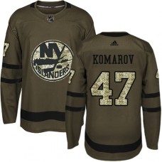 Men Adidas New York Islanders #47 Leo Komarov Authentic Green Salute to Service NHL Jersey