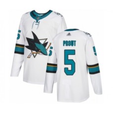 Men San Jose Sharks #5 Dalton Prout Authentic White Away Hockey Stitched Jersey