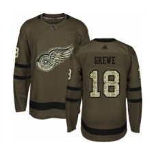 Men Detroit Red Wings #18 Albin Grewe Authentic Green Salute to Service Hockey Stitched Jersey