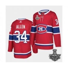 Men Adidas Canadiens #34 Jake Allen Red Road Authentic 2021 Stanley Cup Stitched Jersey