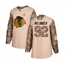 Men Chicago Blackhawks #92 Alexander Nylander Authentic Camo Veterans Day Practice Hockey Stitched Jersey