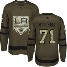 Men Adidas Los Angeles Kings #71 Torrey Mitchell Authentic Green Salute to Service NHL Jersey