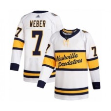 Men Nashville Predators #7 Yannick Weber Authentic White 2020 Winter Classic Hockey Stitched Jersey