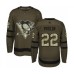 Men Pittsburgh Penguins #22 Samuel Poulin Authentic Green Salute to Service Hockey Stitched Jersey