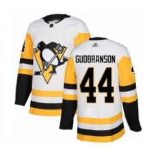 Men Pittsburgh Penguins #44 Erik Gudbranson Authentic White Away Hockey Stitched Jersey