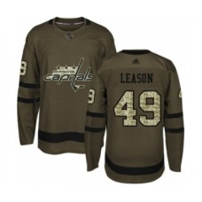 Men Washington Capitals #49 Brett Leason Authentic Green Salute to Service Hockey Stitched Jersey