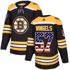 Men Adidas Boston Bruins #57 Tommy Wingels Authentic Black USA Flag Fashion NHL Jersey