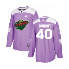 Men Minnesota Wild #40 Gabriel Dumont Authentic Purple Fights Cancer Practice Hockey Stitched Jersey