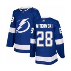 Men Tampa Bay Lightning #28 Luke Witkowski Authentic Royal Blue Home Hockey Stitched Jersey