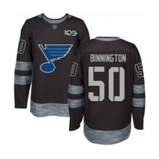 Men St. Louis Blues #50 Jordan Binnington Authentic Black 1917-2017 100th Anniversary Hockey Jersey