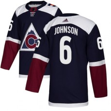 Men Adidas Colorado Avalanche #6 Erik Johnson Authentic Navy Blue Alternate NHL Jersey