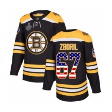 Men Boston Bruins #67 Jakub Zboril Authentic Black USA Flag Fashion 2019 Stanley Cup Final Bound Hockey Jersey