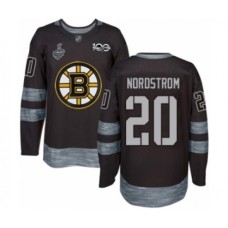 Men Boston Bruins #20 Joakim Nordstrom Authentic Black 1917-2017 100th Anniversary 2019 Stanley Cup Final Bound Hockey Jersey