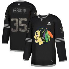 Men Adidas Chicago Blackhawks #35 Tony Esposito Black Authentic Classic Stitched NHL Jersey