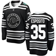 Men Chicago Blackhawks #35 Tony Esposito Black 2019 Winter Classic Fanatics Branded Breakaway NHL Jersey