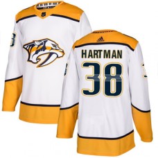 Men Adidas Nashville Predators #38 Ryan Hartman Authentic White Away NHL Jersey