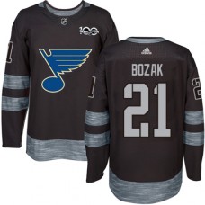 Men Adidas St. Louis Blues #21 Tyler Bozak Authentic Black 1917-2017 100th Anniversary NHL Jersey