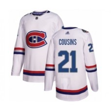 Men Montreal Canadiens #21 Nick Cousins Authentic White 2017 100 Classic Hockey Stitched Jersey