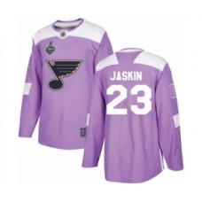 Men St. Louis Blues #23 Dmitrij Jaskin Authentic Purple Fights Cancer Practice 2019 Stanley Cup Final Bound Hockey Jersey