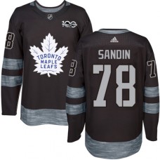 Men Adidas Toronto Maple Leafs #78 Rasmus Sandin Authentic Black 1917-2017 100th Anniversary NHL Jersey