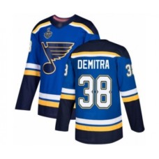 Men St. Louis Blues #38 Pavol Demitra Authentic Royal Blue Home 2019 Stanley Cup Final Bound Hockey Jersey