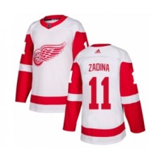 Men Adidas Detroit Red Wings #11 Filip Zadina Authentic White Away NHL Jersey