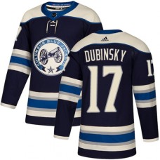 Men Adidas Columbus Blue Jackets #17 Brandon Dubinsky Authentic Navy Blue Alternate NHL Jersey